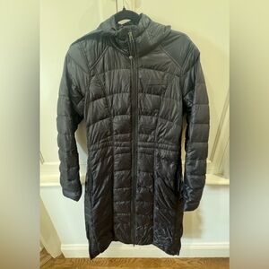 Athleta calf length water resistant down puffer parka, size S